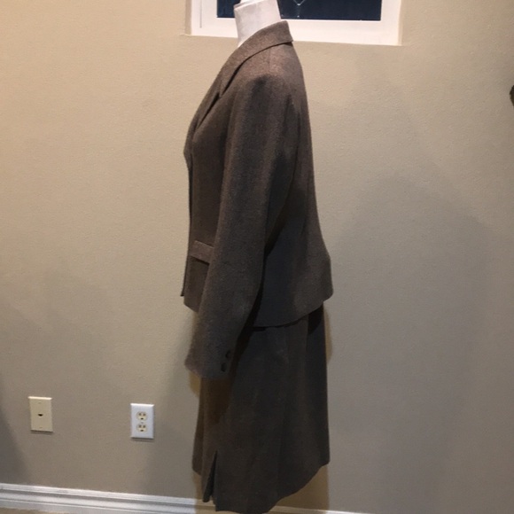 Worthington Brown Tweed Wool Blend Skirt Suit Pleated Hem Side Zip Lined-12 - Picture 4 of 16